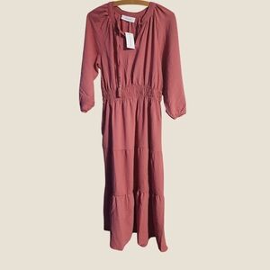 Lucky Brand Dusty Cedar Long Sleeve Dress Sz M